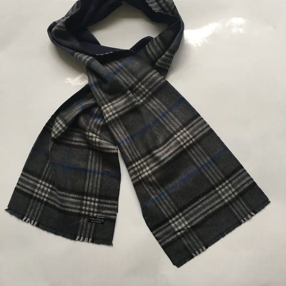 Fraas Scarf Cashmink Plaid / Tartan Rectangle Grey Blue New - Picture 2 of 6